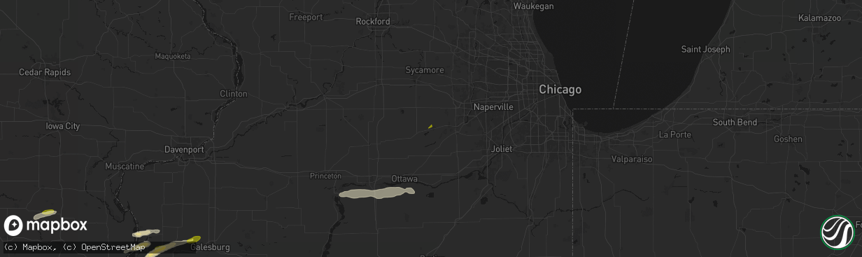 Hail map in Sandwich, IL on March 31, 2026