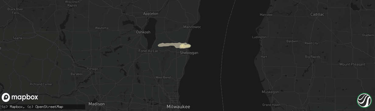 Hail map in Sheboygan, WI on March 31, 2026