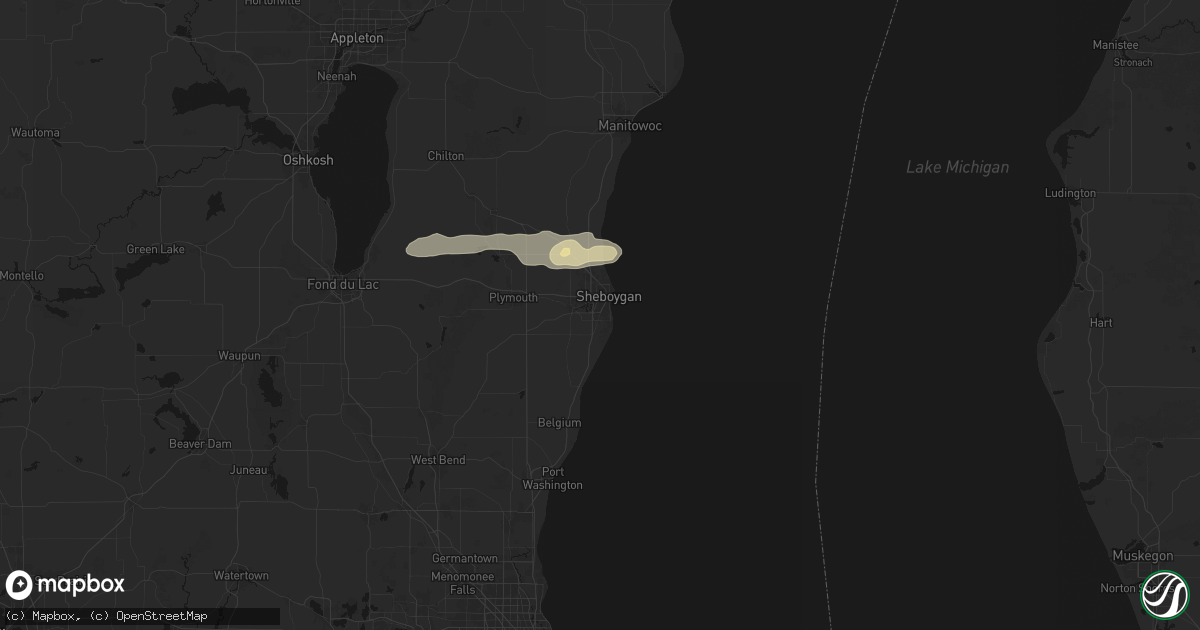 Hail map in Sheboygan, WI on March 31, 2026