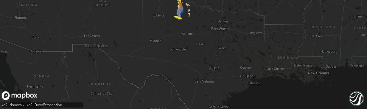 Hail map in Texas on March 31, 2026