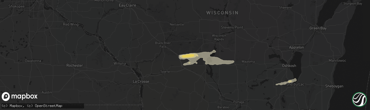 Hail map in Warrens, WI on March 31, 2026