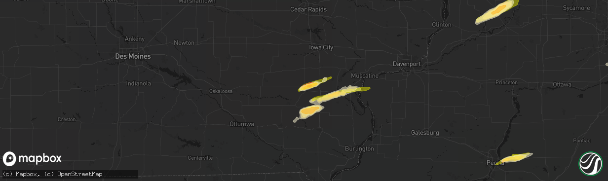 Hail map in Washington, IA on March 31, 2026