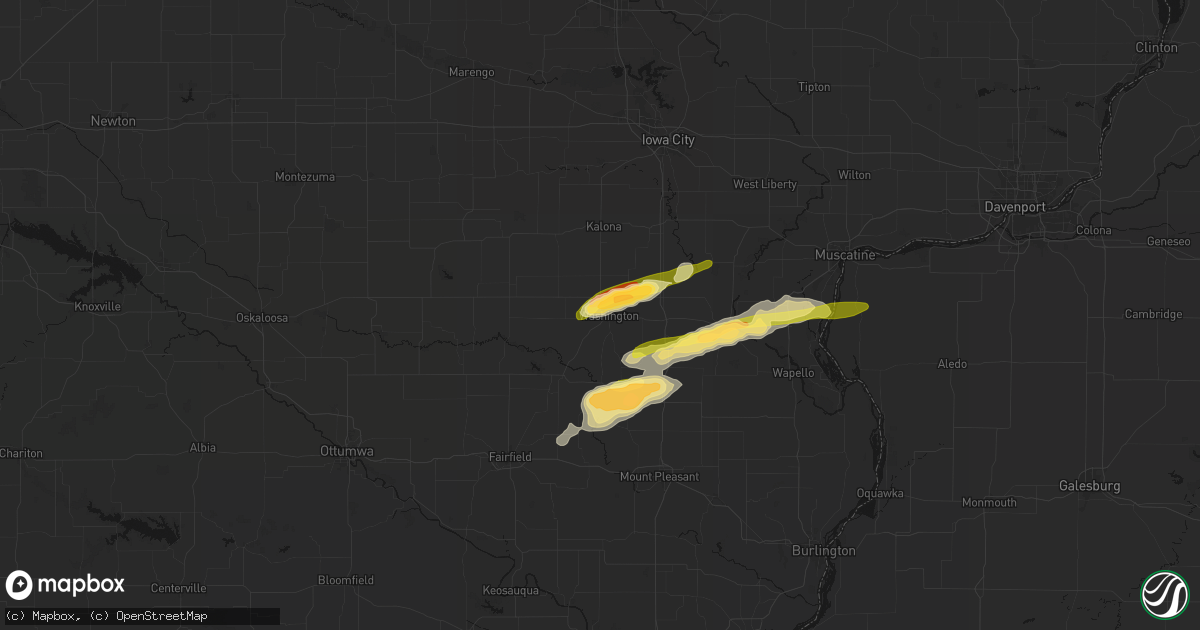 Hail map in Washington, IA on March 31, 2026