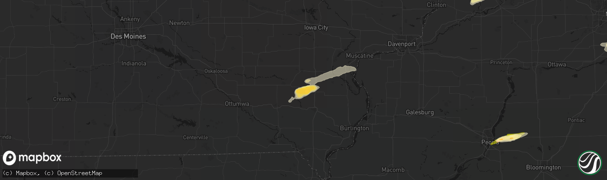 Hail map in Wayland, IA on March 31, 2026