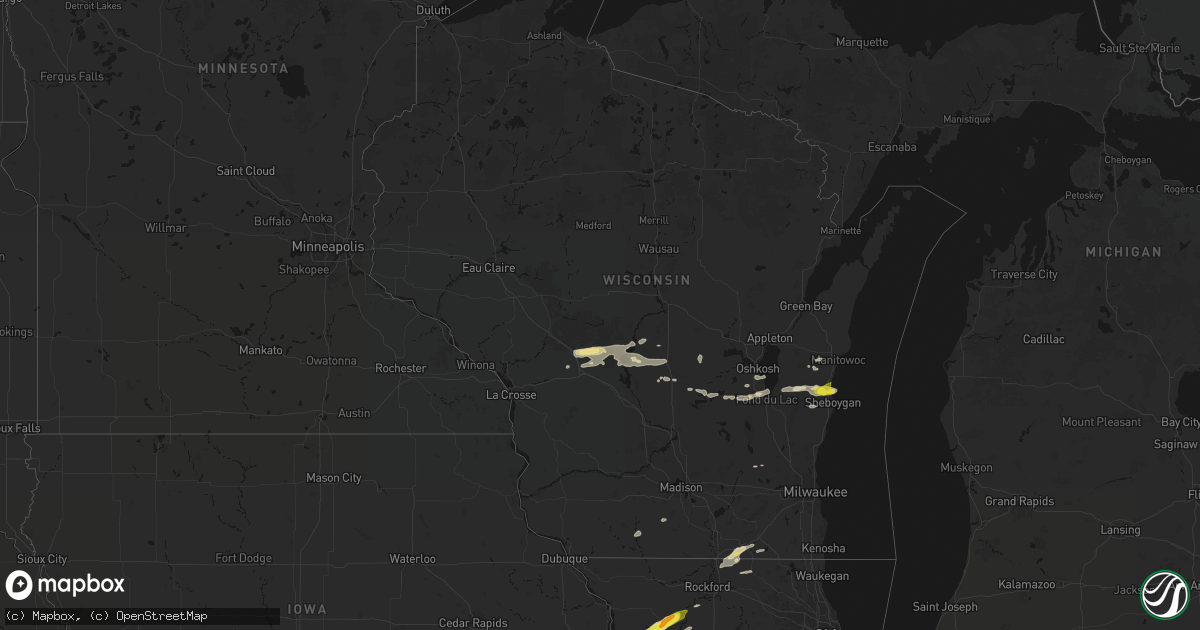 Hail map in Wisconsin on March 31, 2026