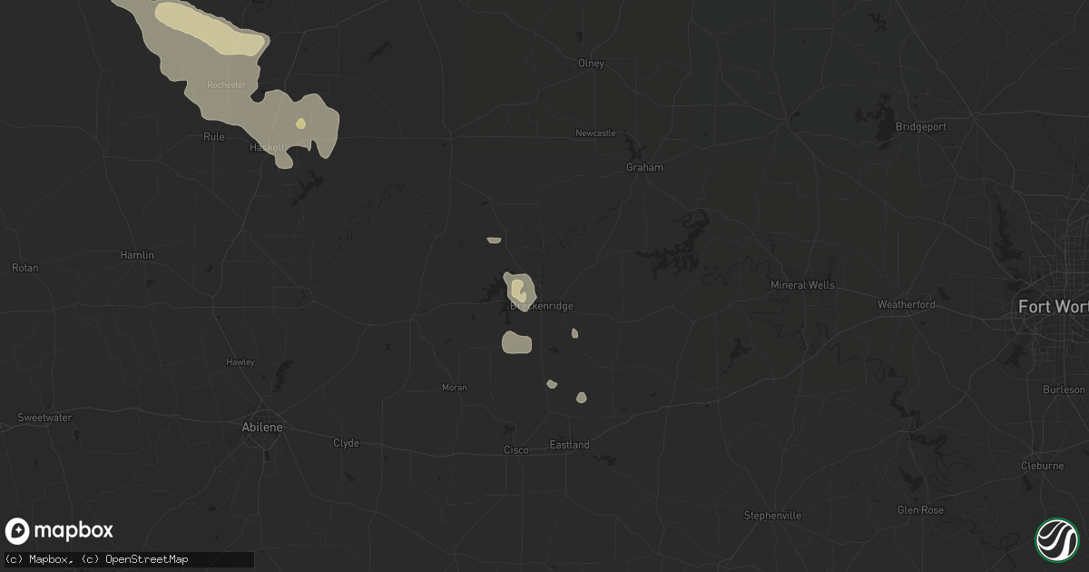 Hail map in Breckenridge, TX on April 1, 2013
