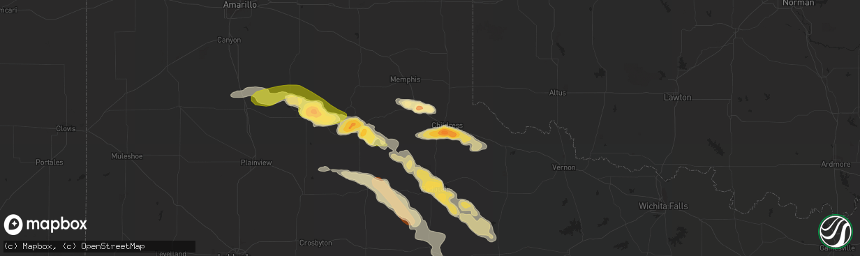 Hail map in Childress, TX on April 1, 2013