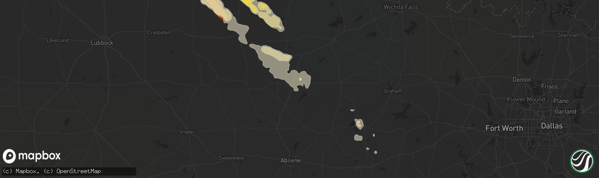 Hail map in Haskell, TX on April 1, 2013