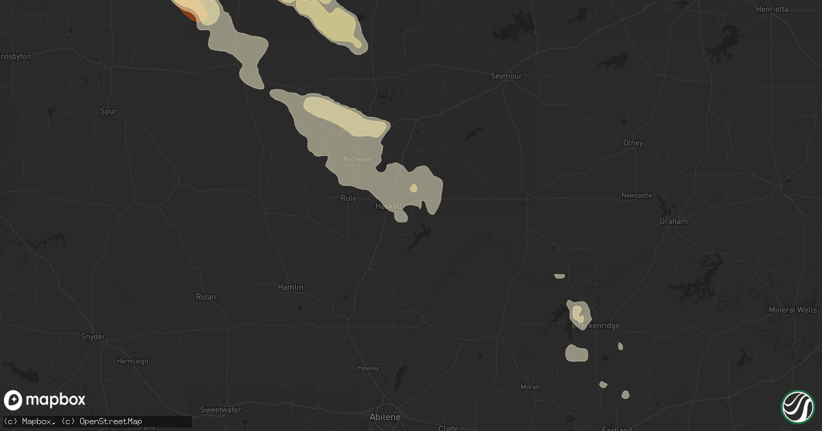 Hail map in Haskell, TX on April 1, 2013