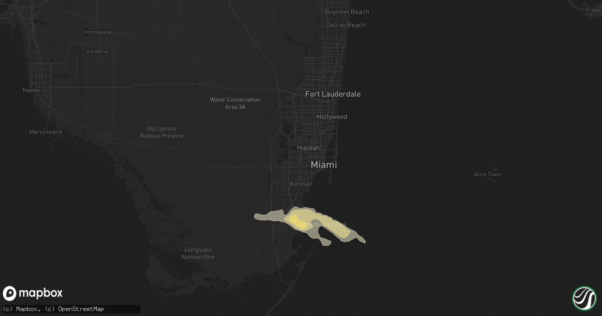 Hail map in Miami, FL on April 1, 2013