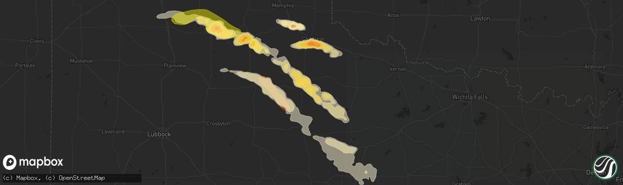 Hail map in Paducah, TX on April 1, 2013