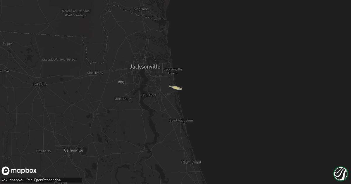 Hail map in Ponte Vedra Beach, FL on April 1, 2013