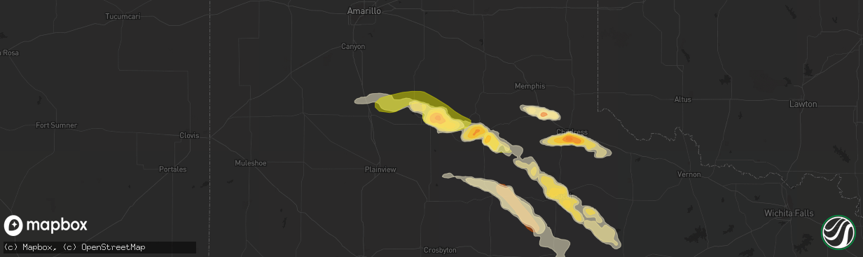 Hail map in Silverton, TX on April 1, 2013