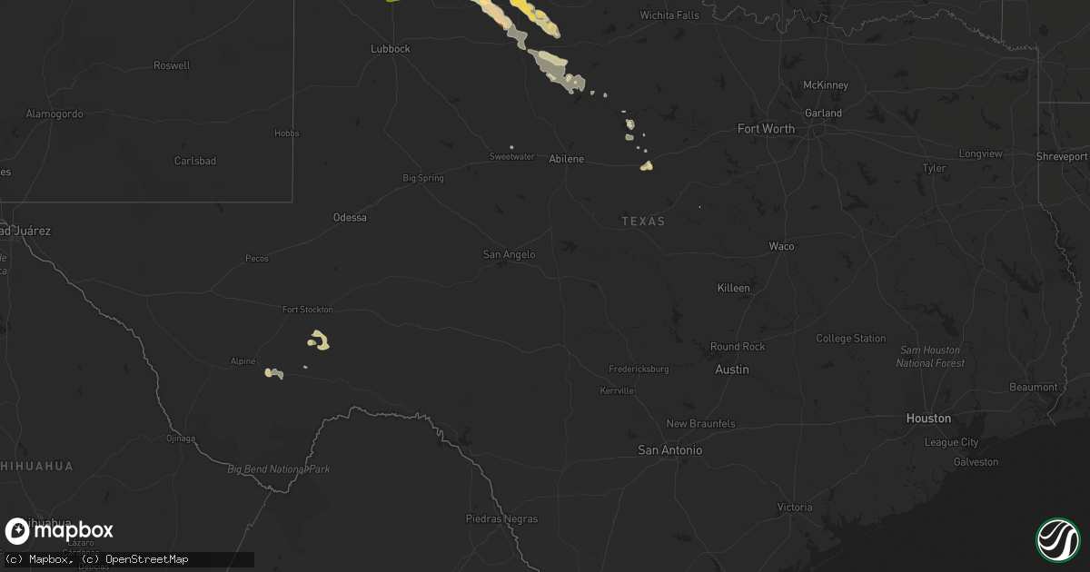 Hail map in Texas on April 1, 2013