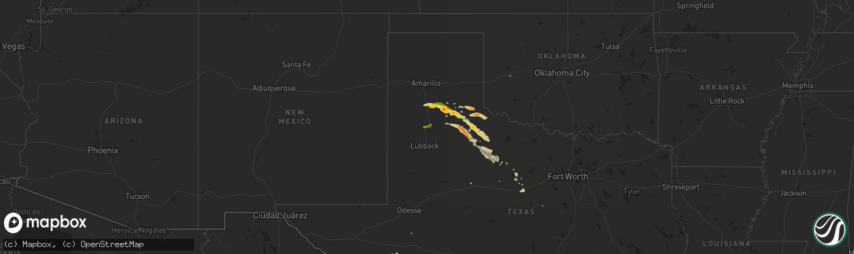 Hail map on April 1, 2013