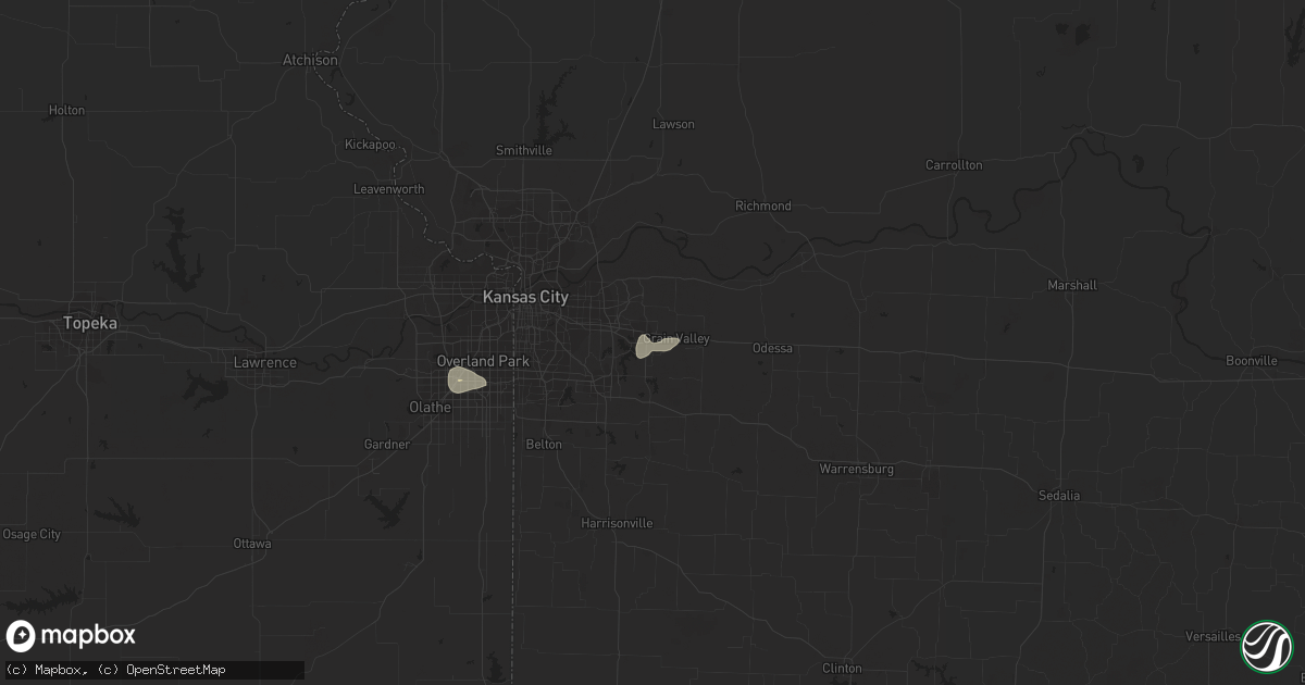 Hail map in Blue Springs, MO on April 1, 2014