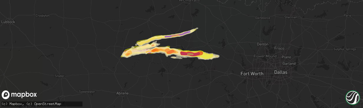 Hail map in Graham, TX on April 1, 2014