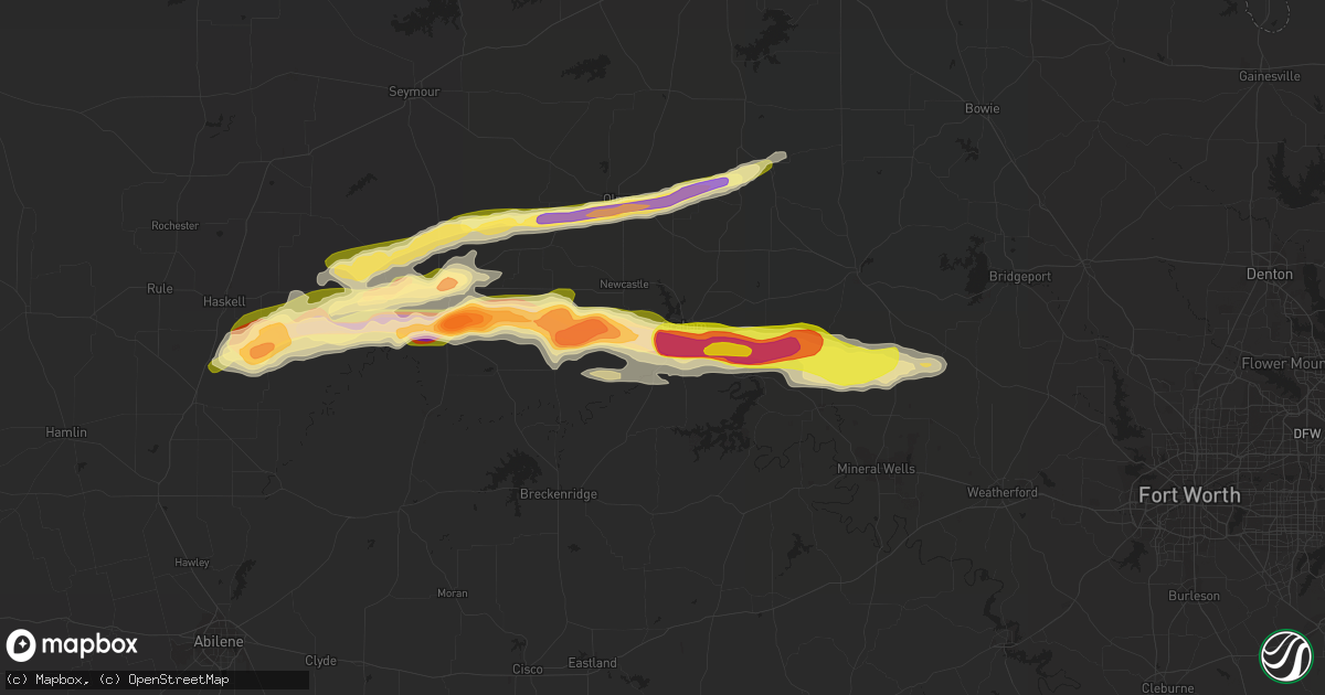 Hail map in Graham, TX on April 1, 2014