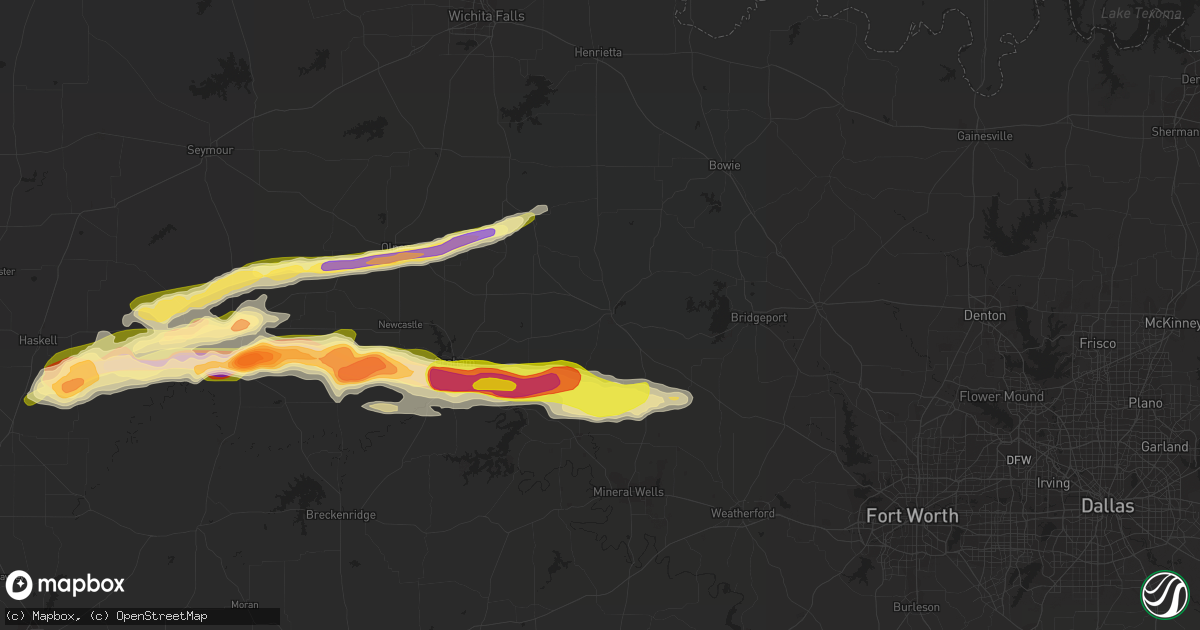 Hail map in Jacksboro, TX on April 1, 2014