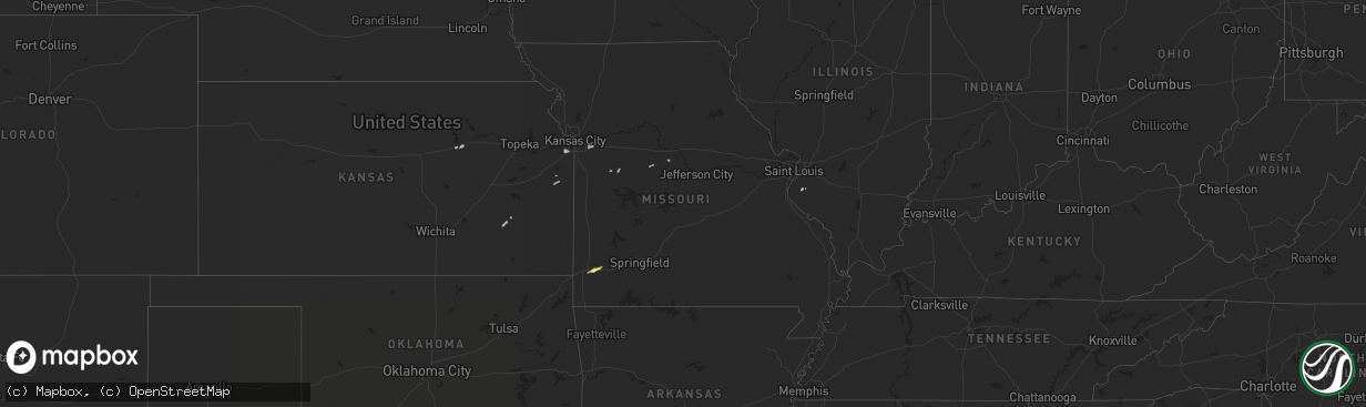 Hail map in Missouri on April 1, 2014