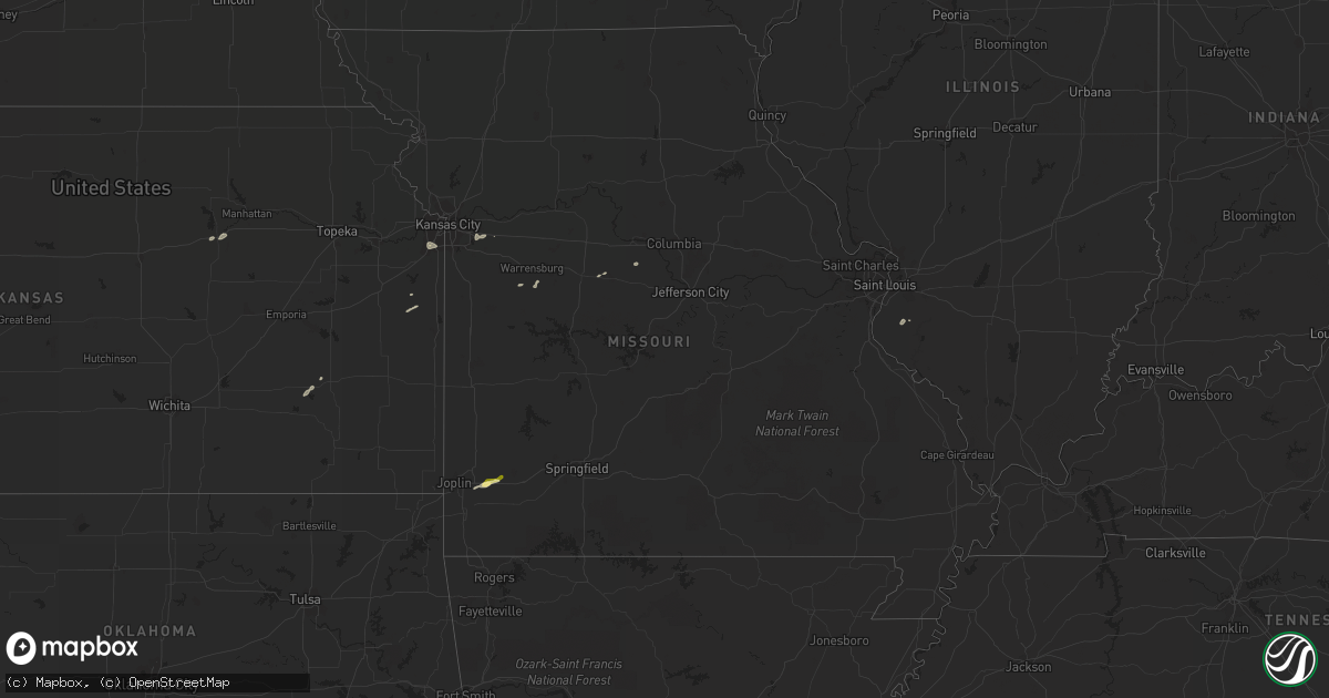 Hail map in Missouri on April 1, 2014