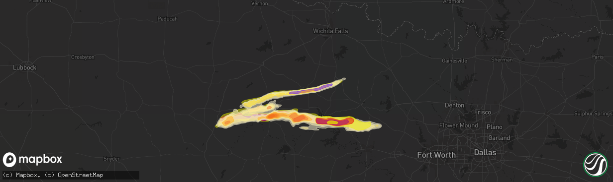 Hail map in Olney, TX on April 1, 2014
