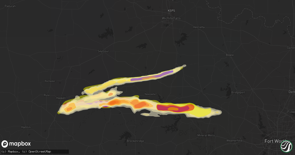 Hail map in Olney, TX on April 1, 2014