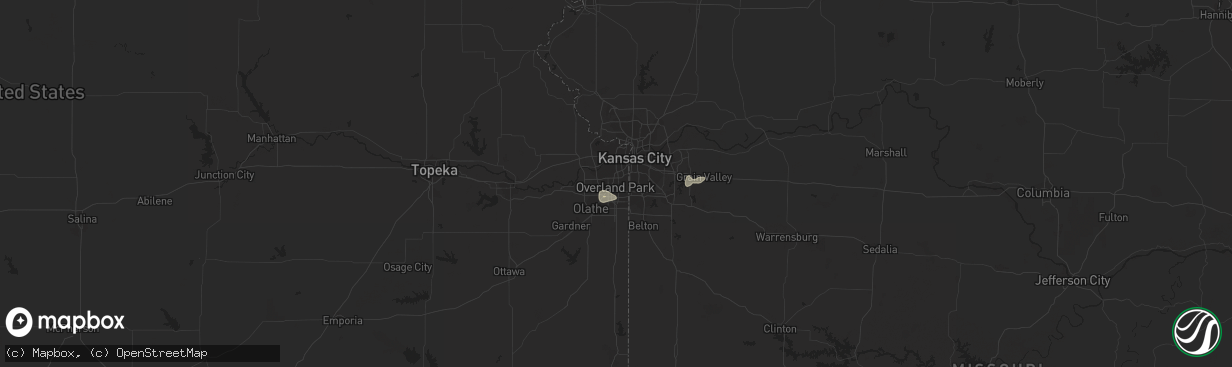 Hail map in Overland Park, KS on April 1, 2014