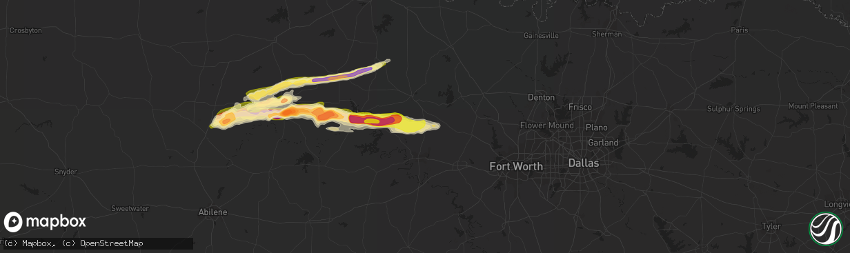 Hail map in Perrin, TX on April 1, 2014