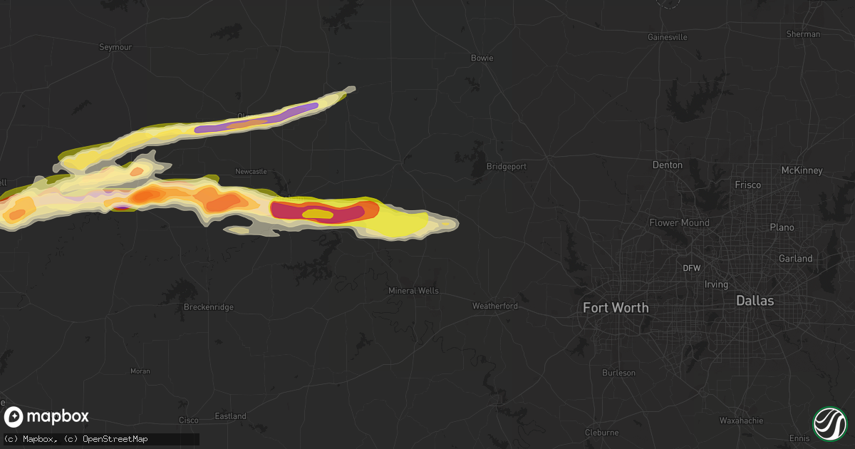 Hail map in Perrin, TX on April 1, 2014