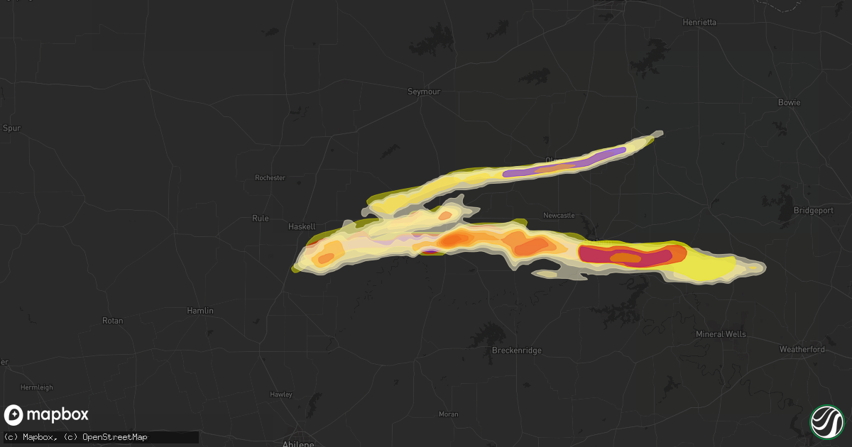 Hail map in Throckmorton, TX on April 1, 2014