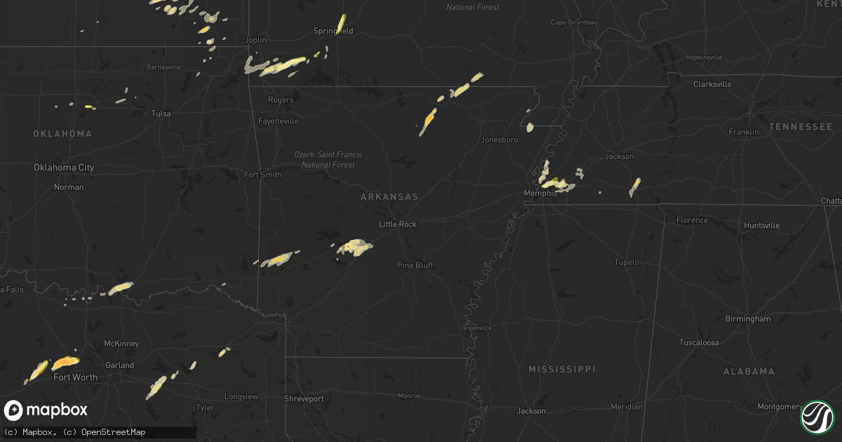 Hail map in Arkansas on April 1, 2015