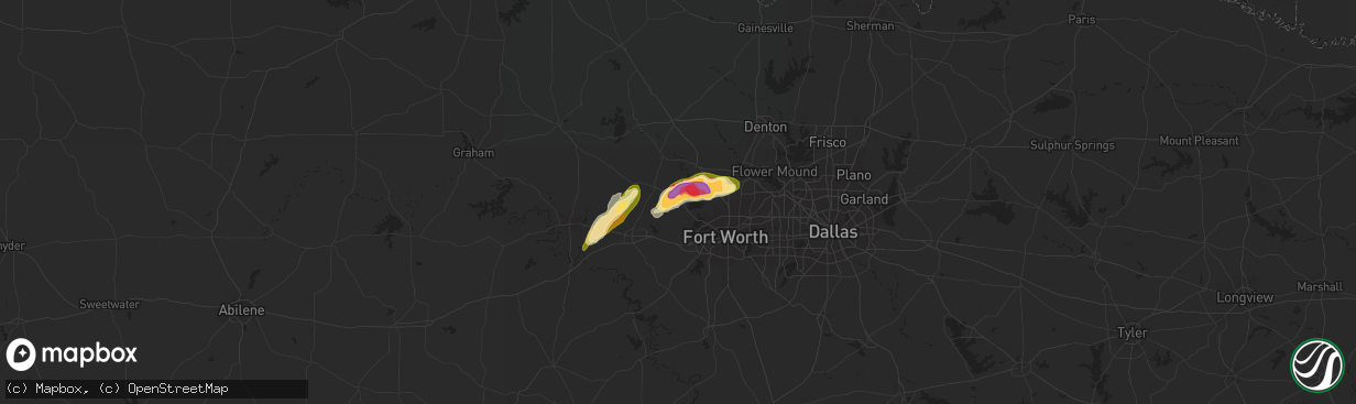 Hail map in Azle, TX on April 1, 2015