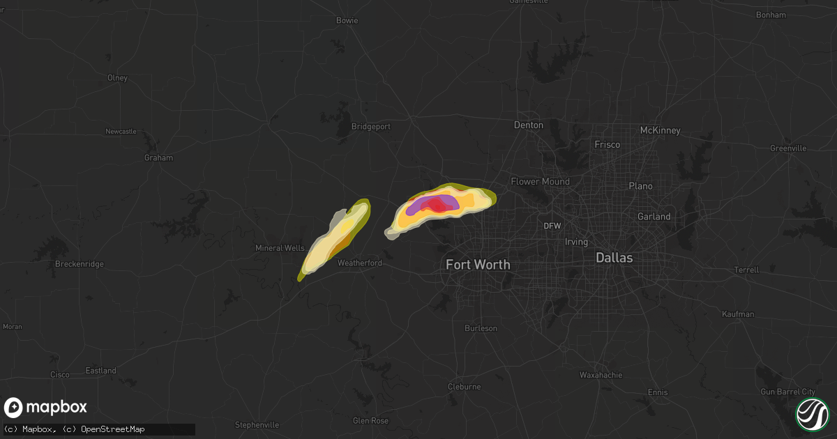 Hail map in Azle, TX on April 1, 2015