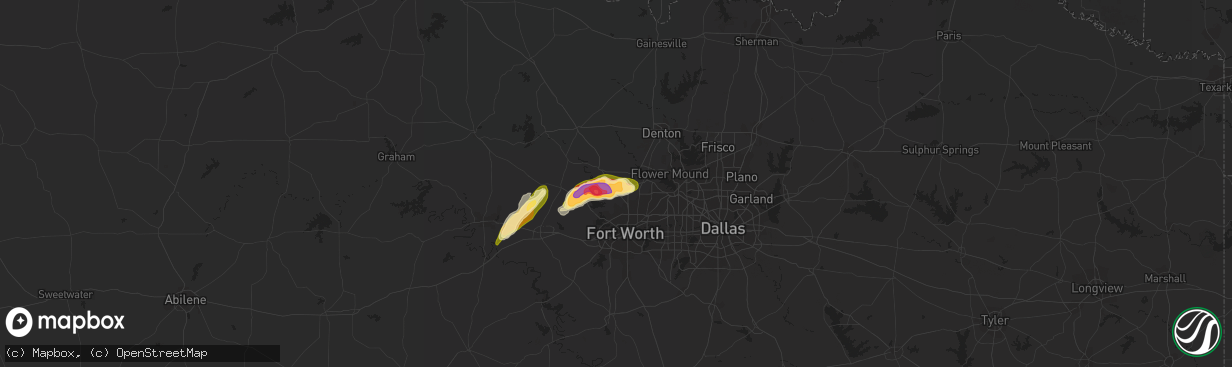 Hail map in Haslet, TX on April 1, 2015