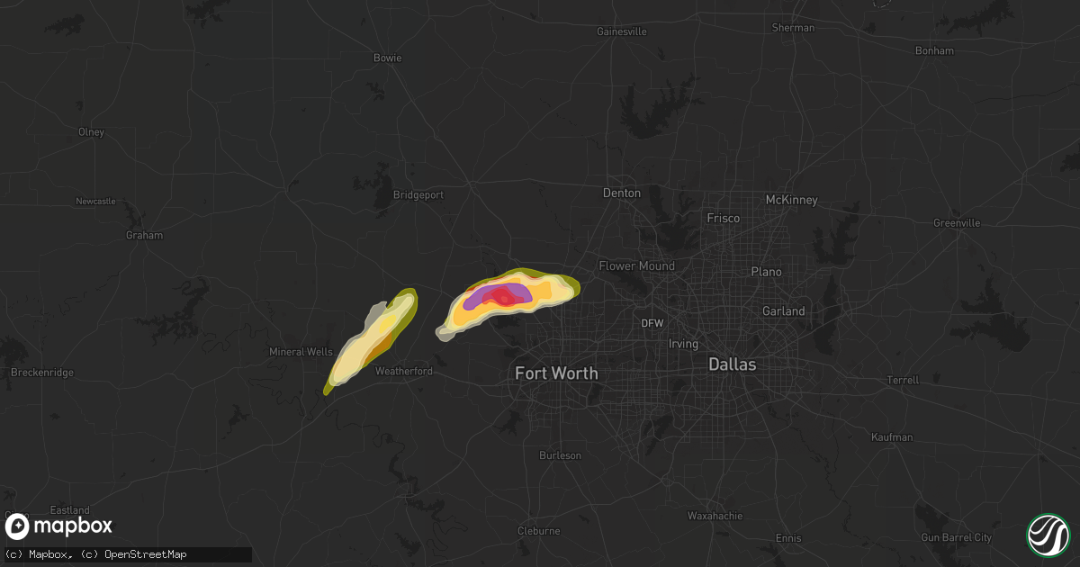 Hail map in Haslet, TX on April 1, 2015
