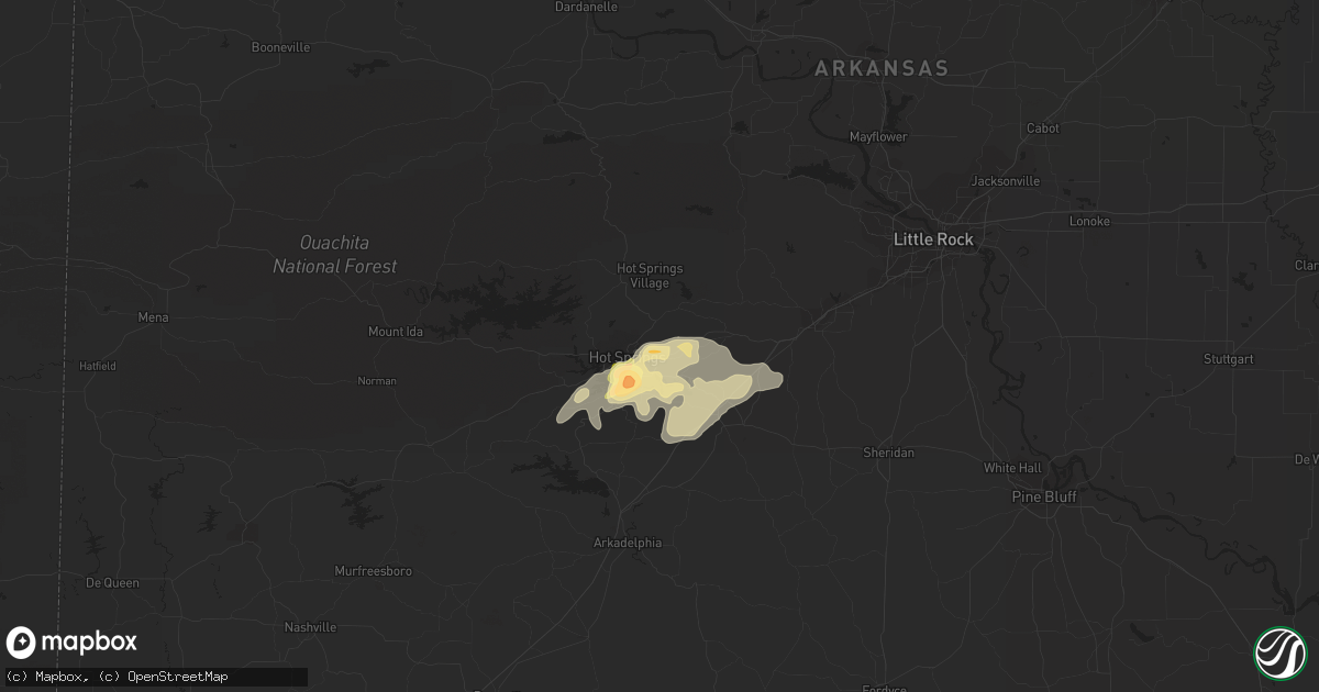 Hail map in Hot Springs National Park, AR on April 1, 2015