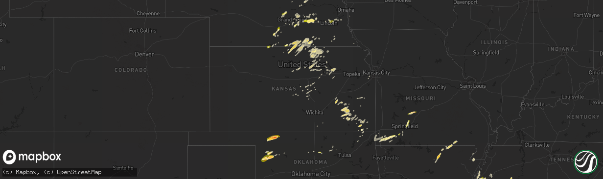 Hail map in Kansas on April 1, 2015