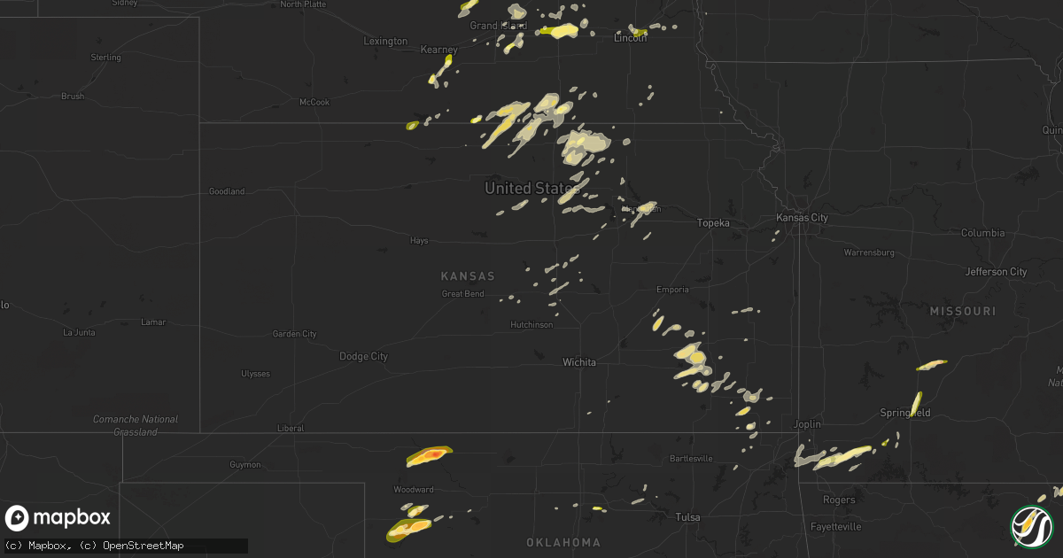 Hail map in Kansas on April 1, 2015
