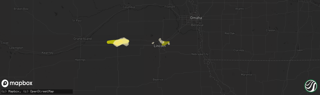 Hail map in Lincoln, NE on April 1, 2015