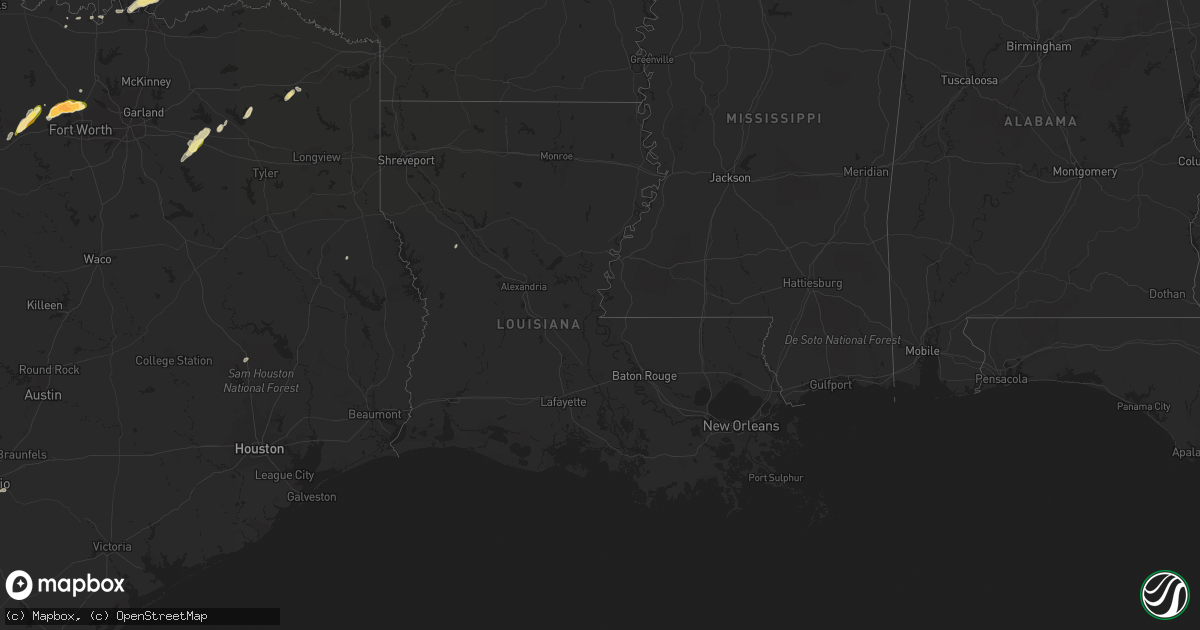 Hail map in Louisiana on April 1, 2015