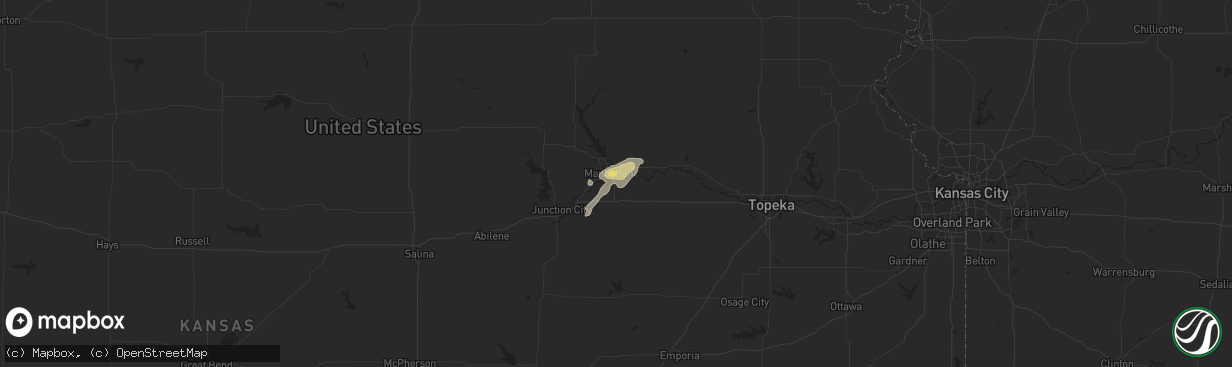 Hail map in Manhattan, KS on April 1, 2015