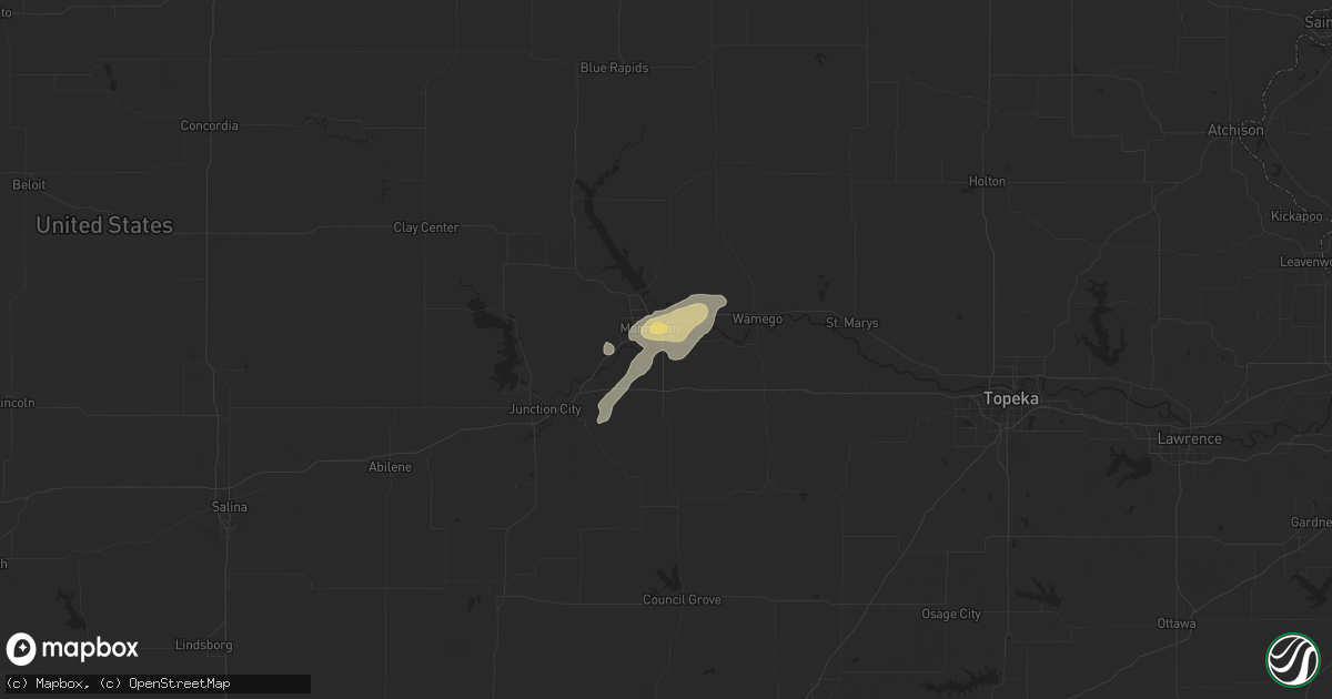 Hail map in Manhattan, KS on April 1, 2015
