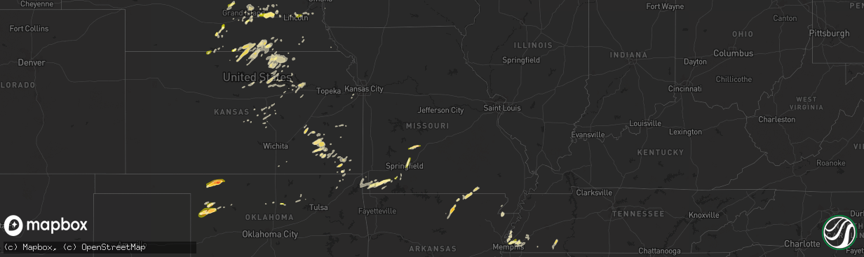 Hail map in Missouri on April 1, 2015