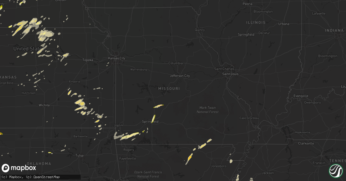 Hail map in Missouri on April 1, 2015