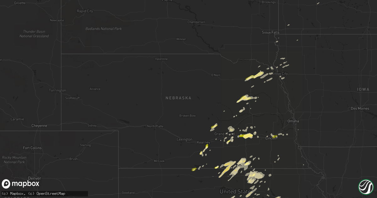 Hail map in Nebraska on April 1, 2015