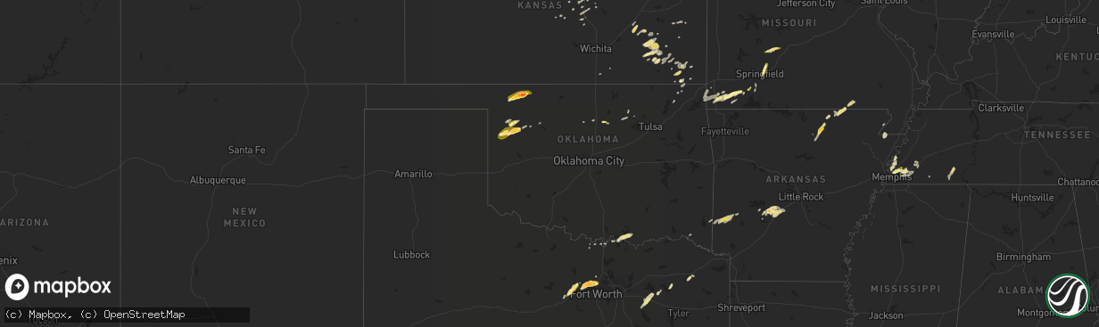 Hail map in Oklahoma on April 1, 2015