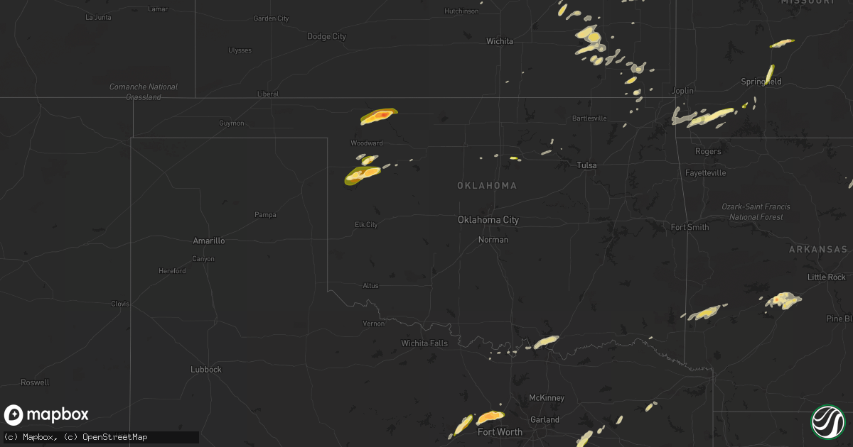 Hail map in Oklahoma on April 1, 2015