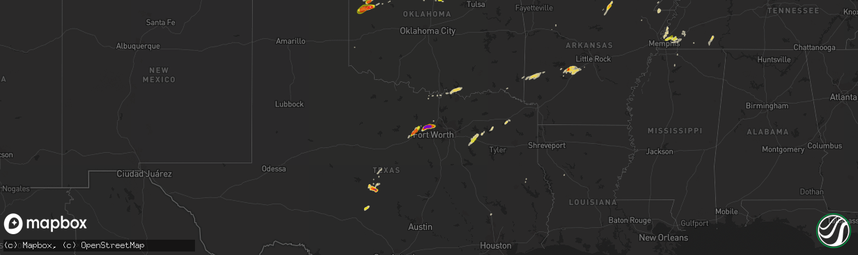 Hail map on April 1, 2015