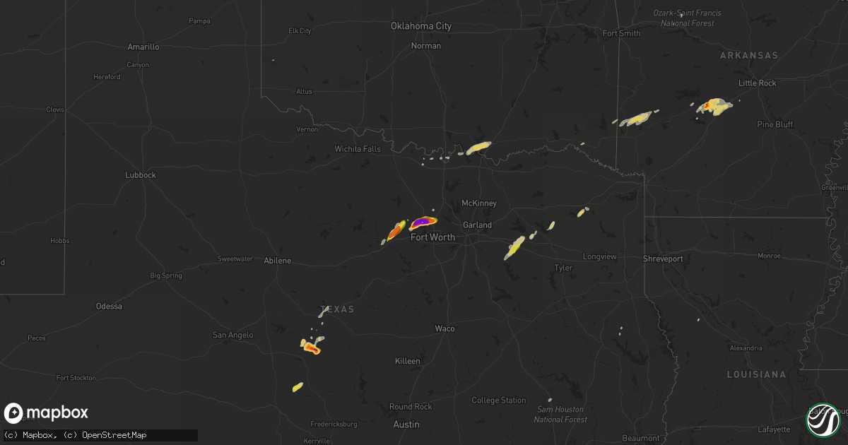 Hail map on April 1, 2015